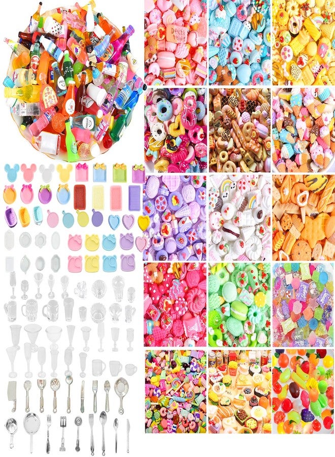 Daniel Axel 150Pcs Miniature Food Drinks Bottles Dollhouse Accessories 1:12 Mini Stuff Things Toy Set Dollhouse Pretend Kitchen Play Game Tiny Baking Hamburger Bread Ice Cream Cake Tableware - Image 1